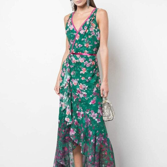 Ruffle Front Floral Wrap Dress