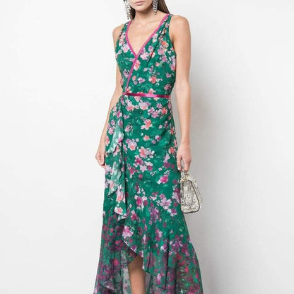 Ruffle Front Floral Wrap Dress