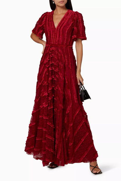Ruffle Red Maxi Dress
