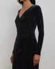 RALPH LAUREN - Navy Velvet Surplice Dress - Designer Dress hire