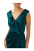 ADRIANNA PAPELL - Satin Green Ruffle Gown - Designer Dress hire