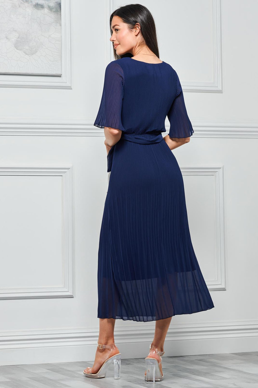 Qynn Chiffon Pleated Dress