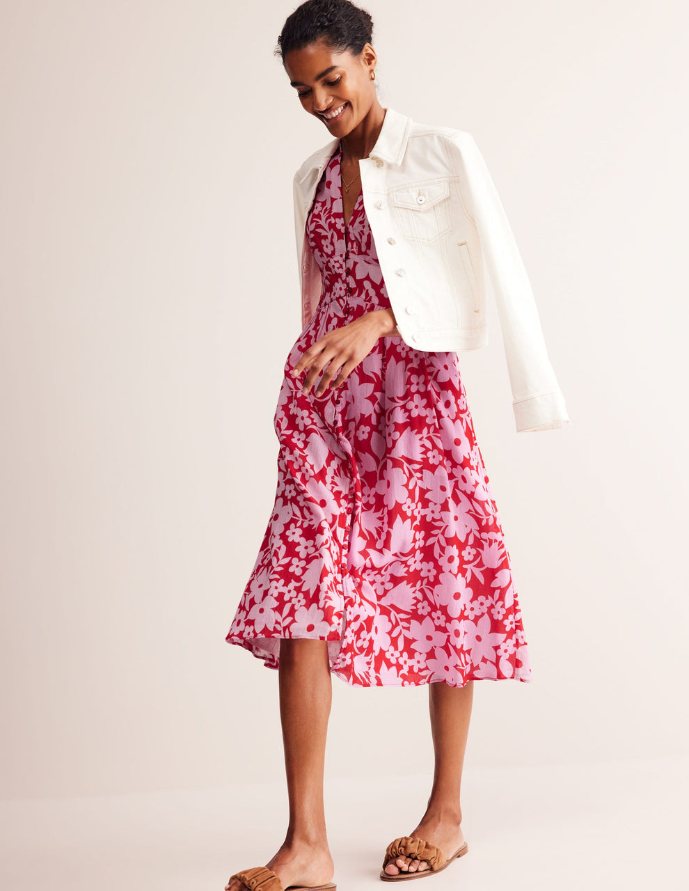 Elsa Crinkle Midi Tea Dress