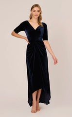ADRIANNA PAPELL - Ruched Velvet Midnight Gown - Designer Dress Hire