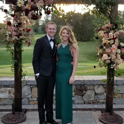 Green Beaded Crepe Gown