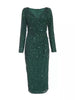 QUIZ - Green Sequin Wrap Midi Dress - Designer Dress hire