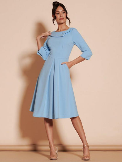 Fold Neck Midi Dress
