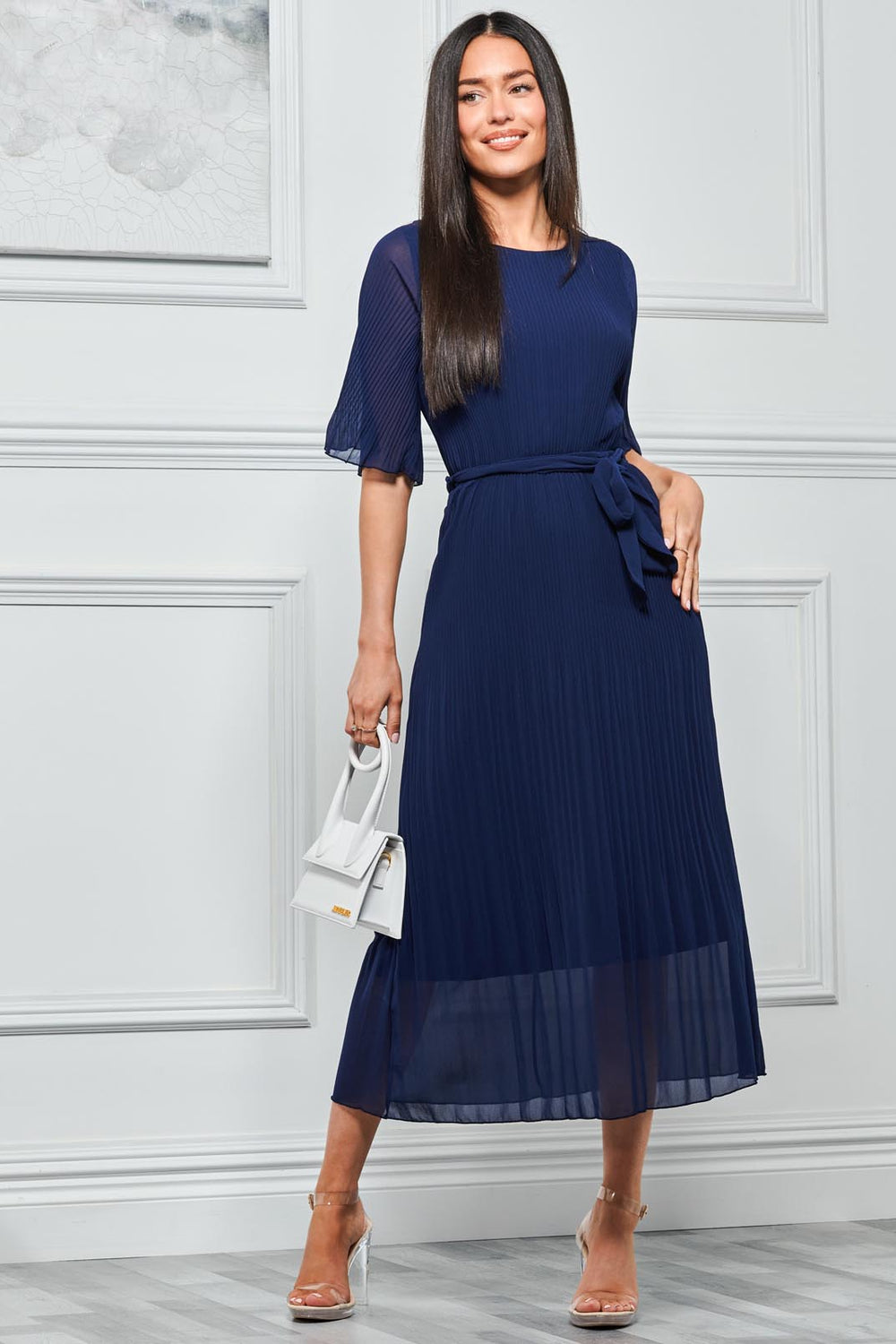 Qynn Chiffon Pleated Dress