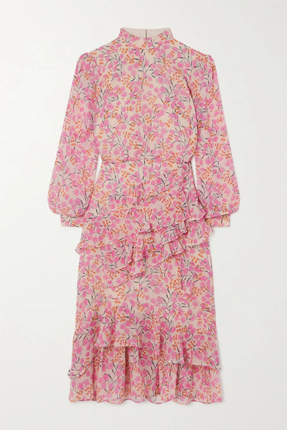 Isa Tiered Ruffled Midi Dress