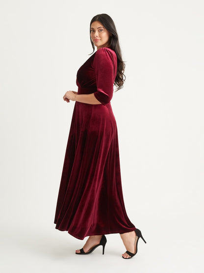 Burgundy Verity Velvet Maxi Gown