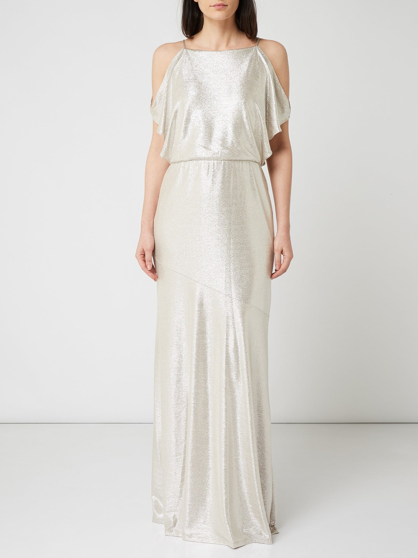 Metallic Cold-Shoulder Gown