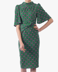 JOLIE MOI - Geometric Print Midi Dress - Designer Dress Hire