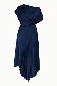 Mila Pleat Dress Navy