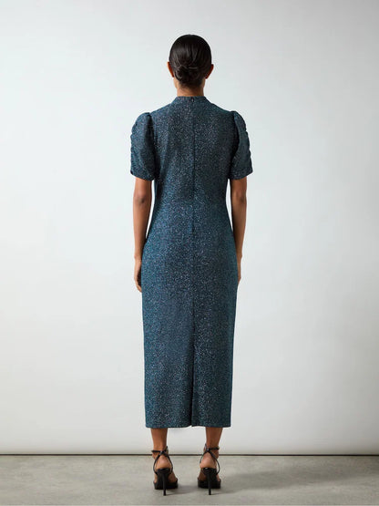 Petite Harriet Teal Sparkle Jersey Dress