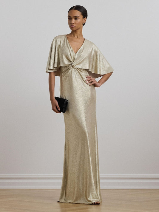 Phinya Foil Print Cape Dress
