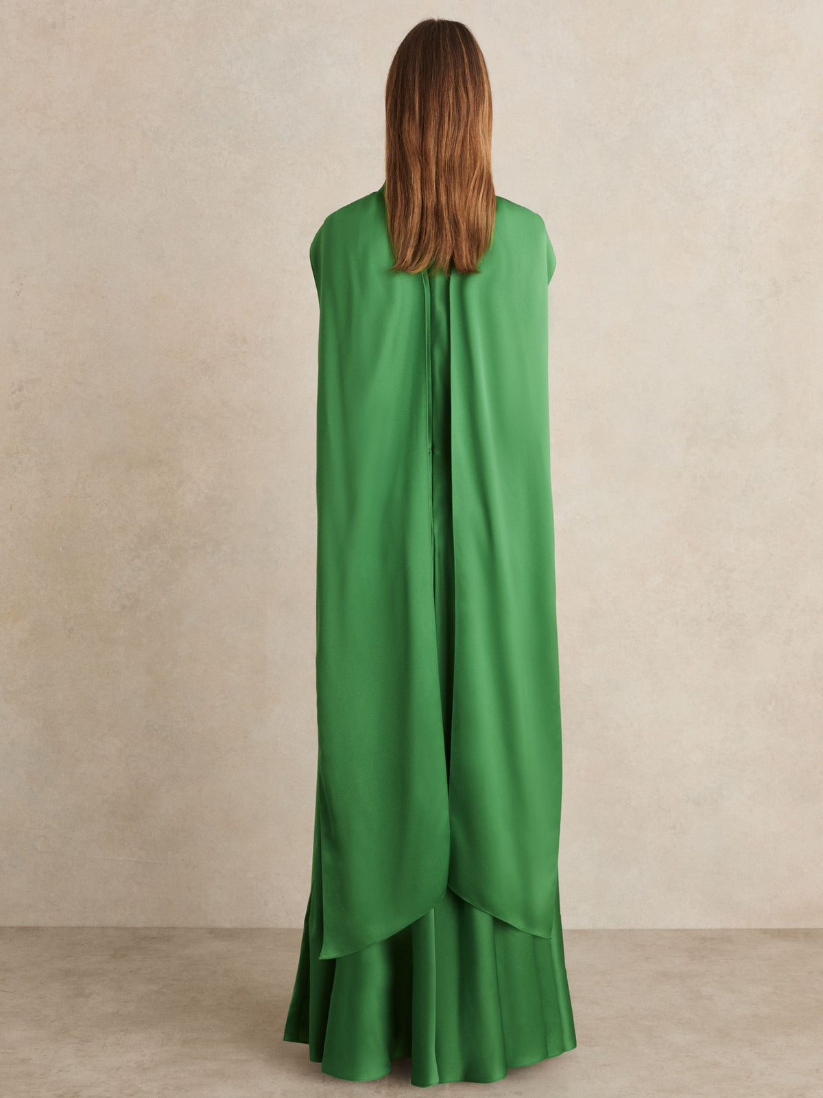 Green Fae Satin Cape Dress