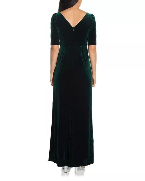 Ruched Velvet Emerald Gown