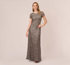 ADRIANNA PAPELL - Scoop Back Sequin Gown - Designer Dress Hire