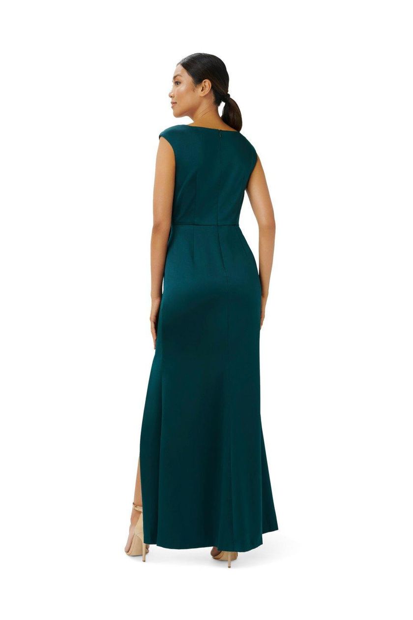 Satin Green Ruffle Gown