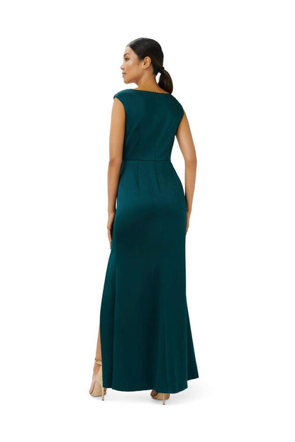 Satin Green Ruffle Gown