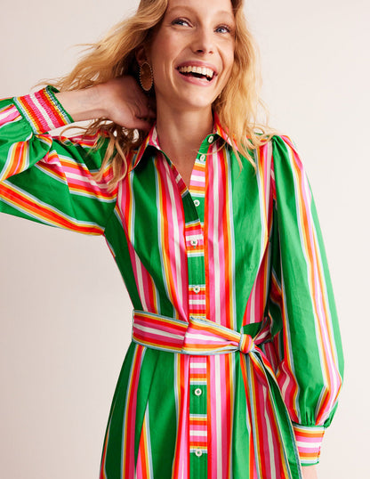 Green Stripe Shirt Dress