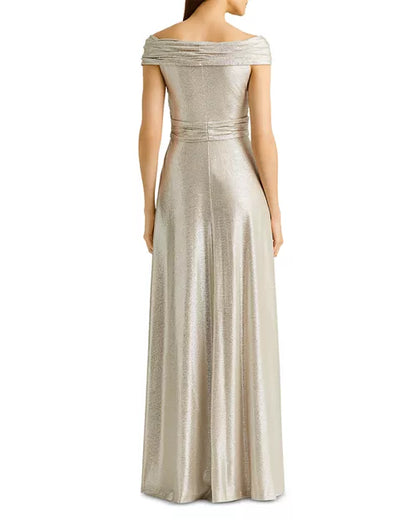 Metallic Off-the-Shoulder Gown