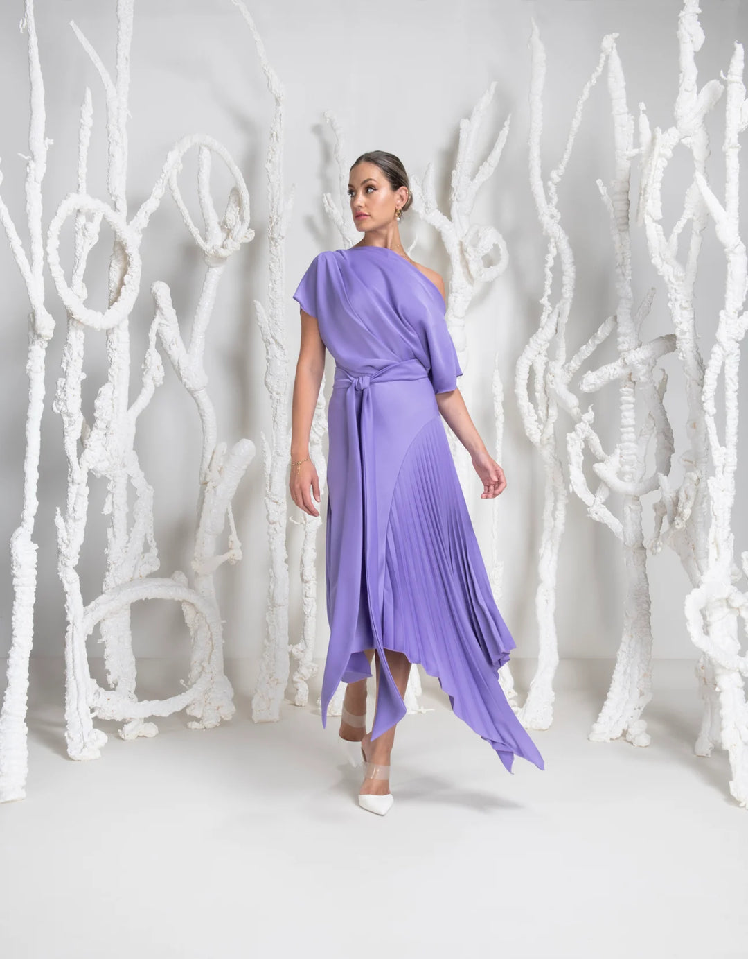 Mila Pleat Dress Purple