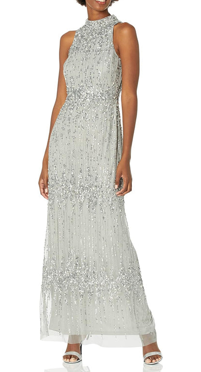 Halter Beaded Column Gown