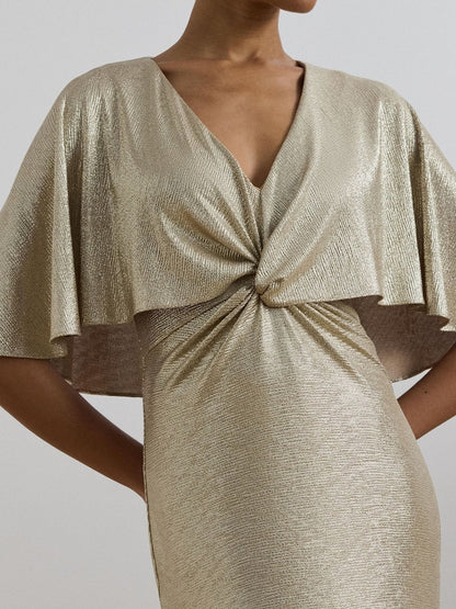 Phinya Foil Print Cape Dress
