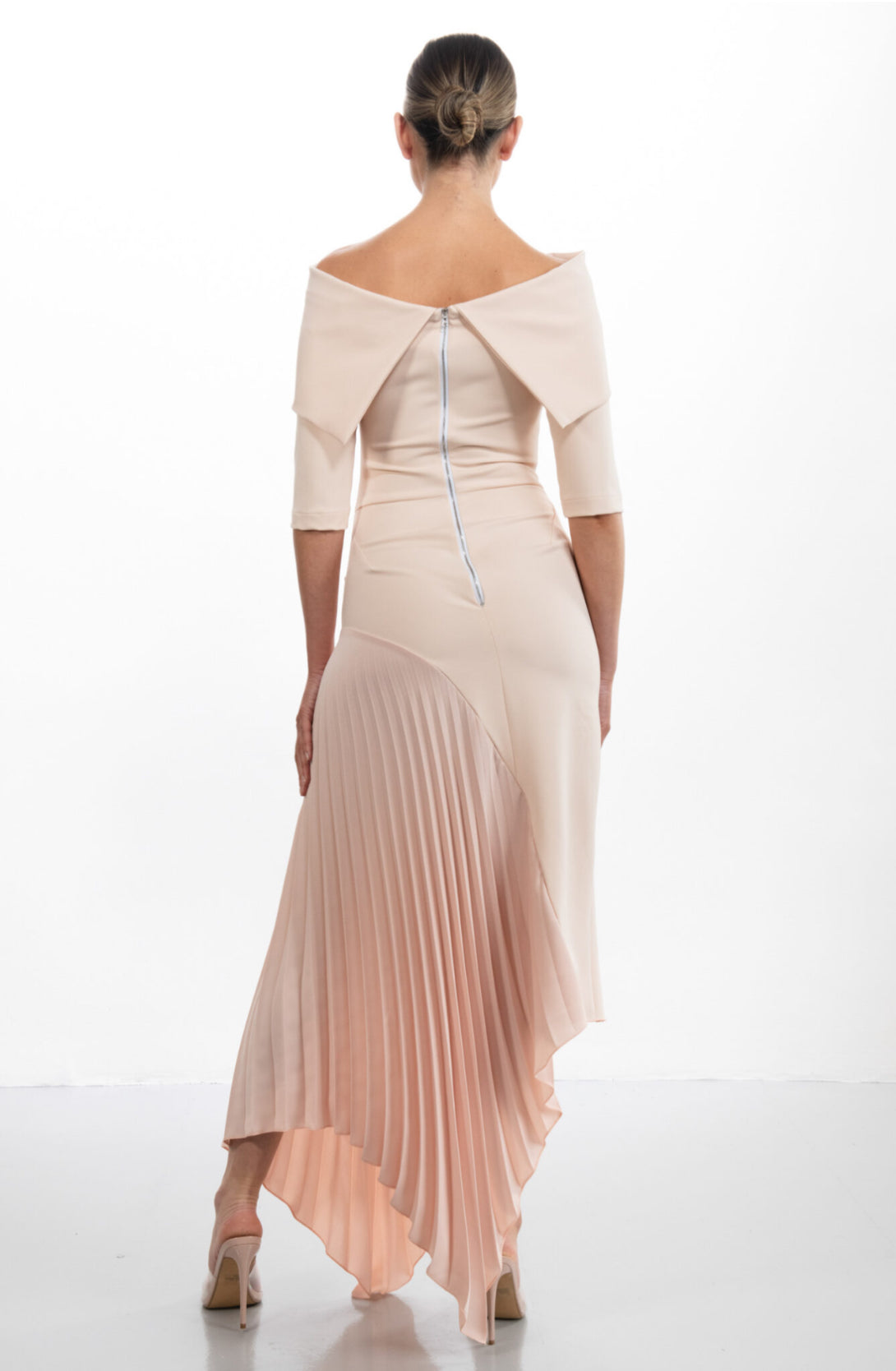 Kiera Bardot Dress Nude Pink