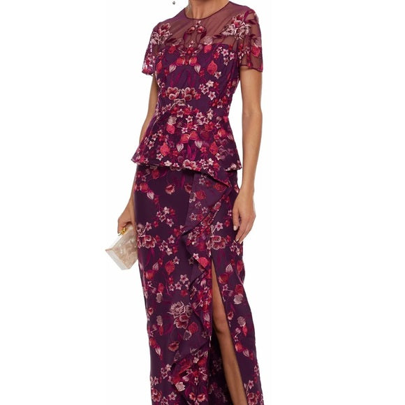 Floral Embroidered Cady Gown