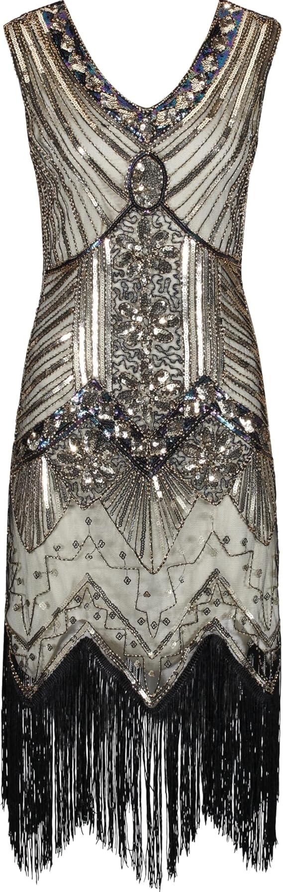 Gloria 1920s Flapper Dress Gold