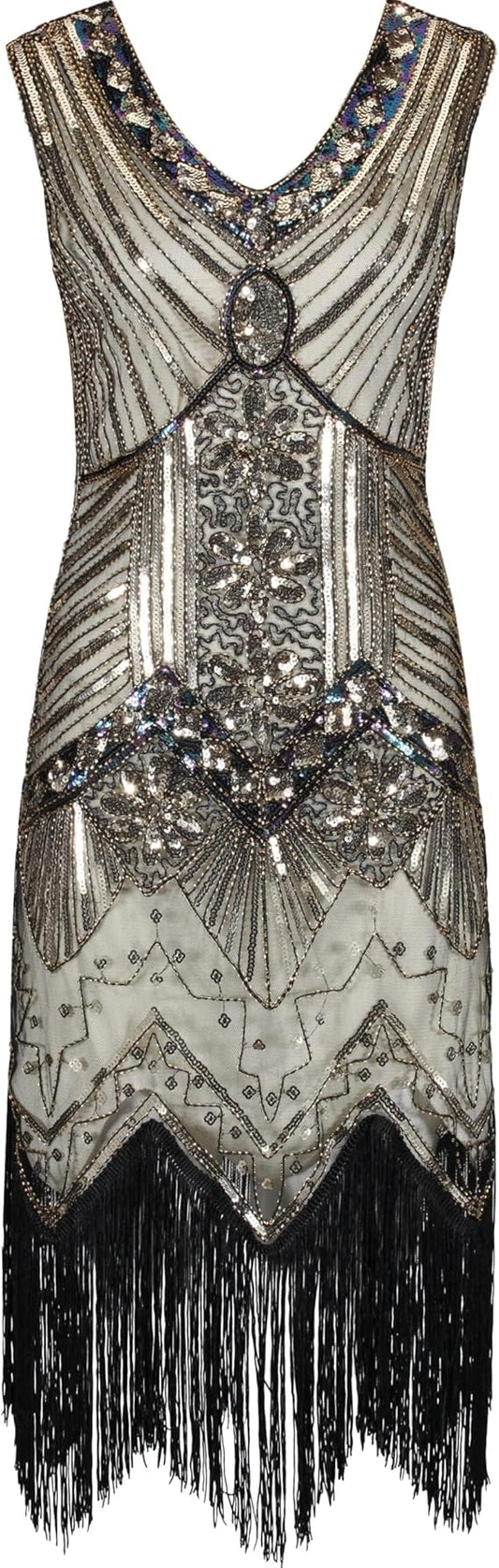 Gloria 1920s Flapper Dress Gold