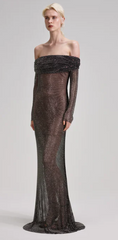 Self Portrait - Rhinestone Fishnet Maxi Dress - Designer Dress Hire
