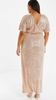 QUIZ - Pink Sequin Wrap Midi Dress - Designer Dress hire