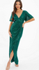 QUIZ - Dark Green Sequin Wrap Dress - Designer Dress hire