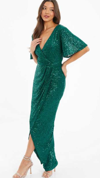 Dark Green Sequin Wrap Dress | Rent Black Tie dresses Girl Meets Dress Dark Green Sequin Wrap Dress | Rent Black Tie dresses Girl Meets Dress
