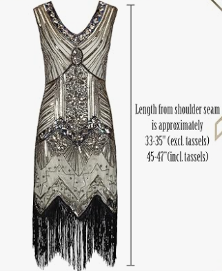 Gloria 1920s Flapper Dress Black