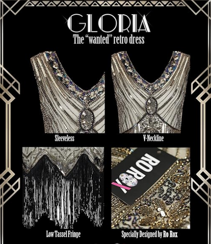 Gloria 1920s Flapper Dress Black