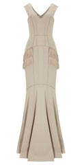AMANDA WAKELEY - Niara Scuba Gown Sand - Designer Dress Hire