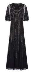 ADRIANNA PAPELL - Sequin V-Neck Black Dress - Designer Dress Hire