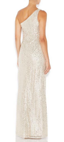 ADRIANNA PAPELL - Silver Sequin Mermaid Gown - Designer Dress hire 