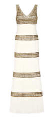 ADRIANNA PAPELL - Beaded Long Ivory Dress - Designer Dress Hire