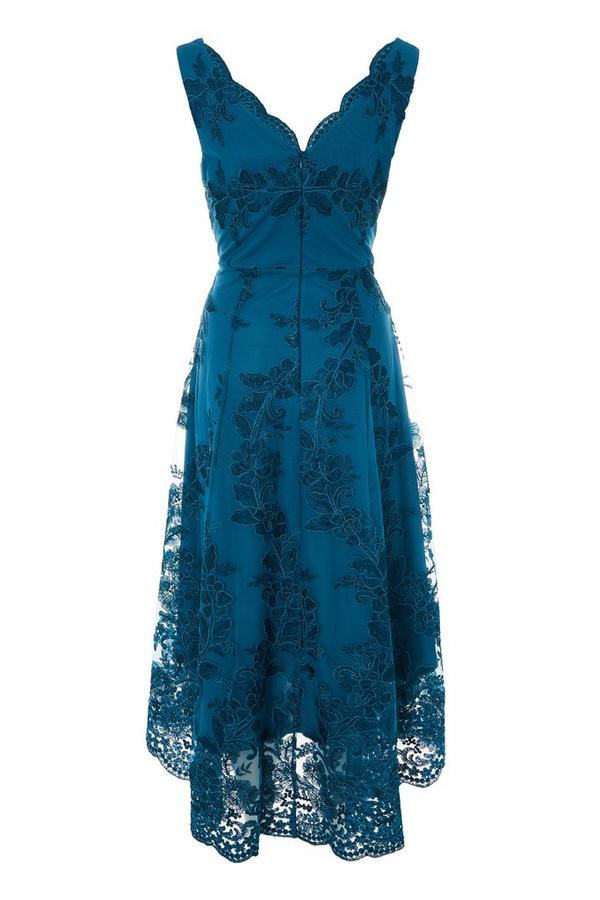 Teal Embroidered Dip Hem Dress | Quiz Dress Hire UK Girl Meets Dress Teal Embroidered Dip Hem Dress | Quiz Dress Hire UK Girl Meets Dress
