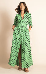 DANCING LEOPARD - Dove Dress Green Dotty - Designer Dress Hire