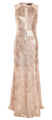 DEX - Sheer Champagne Sequin Gown - Designer Dress Hire
