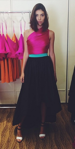 Tri colour dress for girl near me hot sale