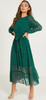 QUIZ - Green Sleeved Midaxi Dress - Designer Dress hire