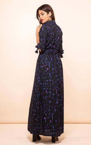 DANCING LEOPARD - Dove Dress Blue Alligator - Designer Dress hire 