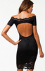 ELISE RYAN - Off Shoulder Lace Dress Black - Designer Dress hire